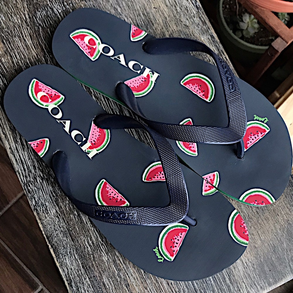 ๐ Size 10 Coach watermelon print flip flops - Picture 2 of 9